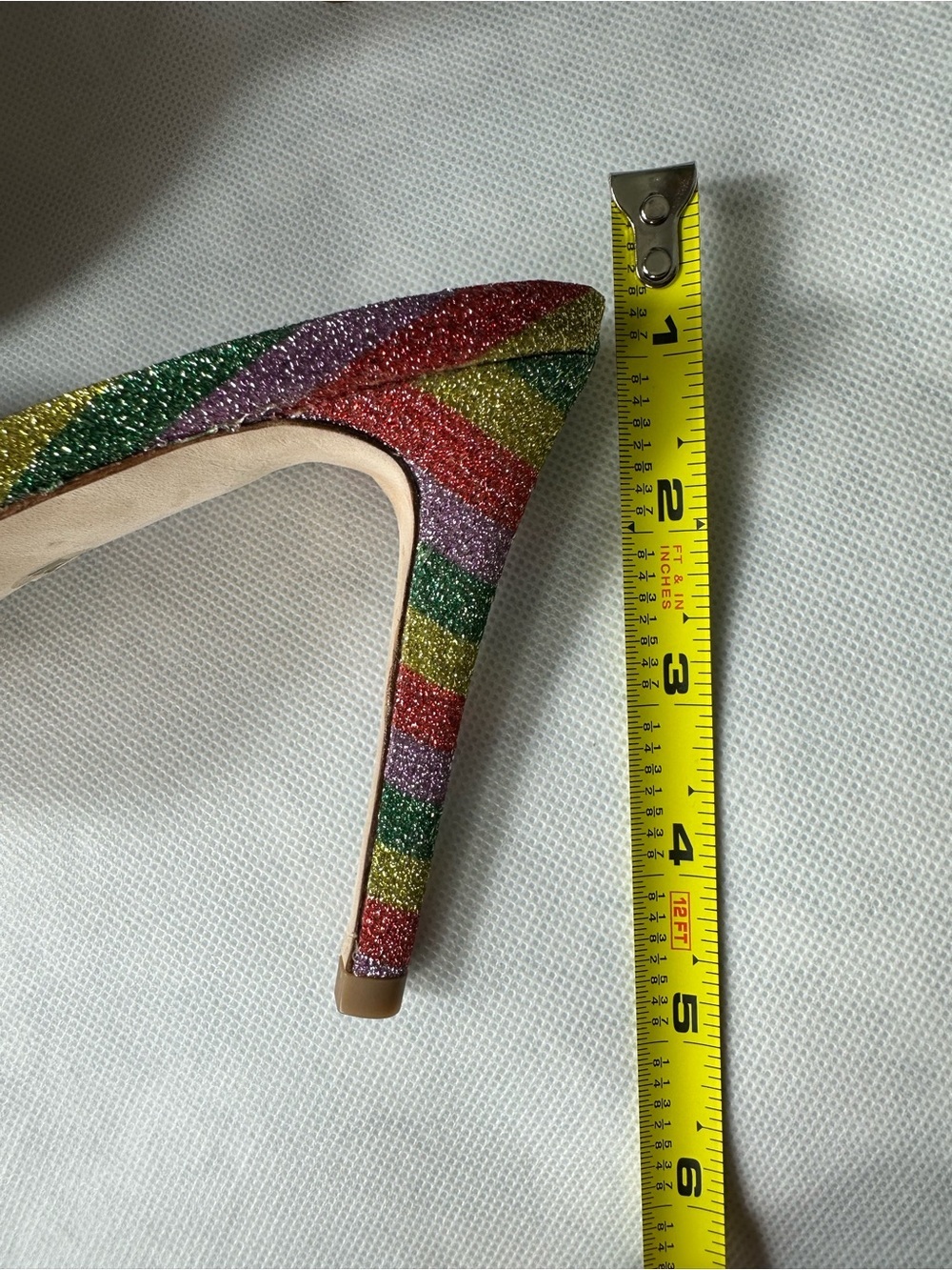 ANTONIO MELANI Rainbow Striped Bow Pointed Heels- Multicolor Glitter - Picture 11 of 14